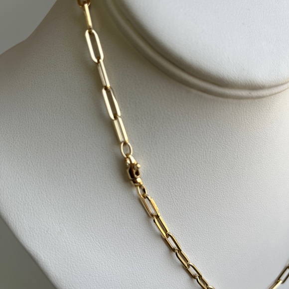 14K Yellow Gold paperclip Chain Necklace 18” inches - Picture 3 of 6